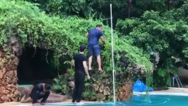  53 की उम्र में पूल में बैक फ्लिप