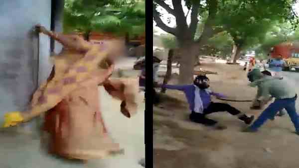 Husband beat wife and teacher on the road Husband beat wife and teacher on the road