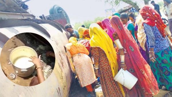 Ghee tanker overturned in Mordunga Village of Sikar, Video goes Viral in Losal Rajasthan