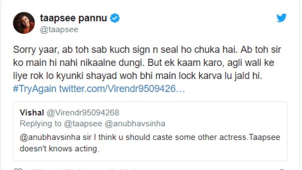 यूजर की सिन्हा को 'सलाह', तासपी को फिल्म में ना लें