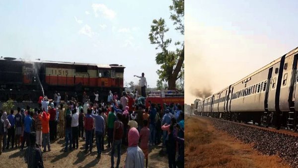 fire in engine of Hisar-Jaipur Passenger train Near Jagatpura Railway Station fire in engine of Hisar-Jaipur Passenger train Near Jagatpura Railway Station