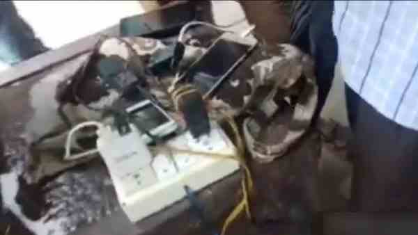 villagers gathered at railway station for mobile charging