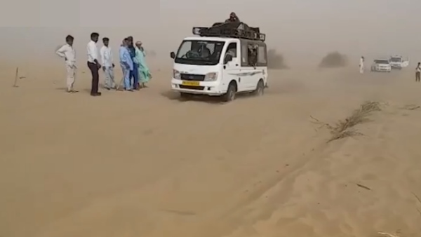 Sand of Thar Desert Comes on Road at Jaisalmer Barmer Sand of Thar Desert Comes on Road at Jaisalmer Barmer