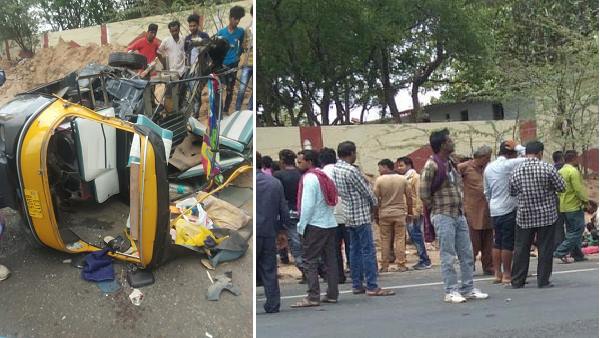 ऑटो और बाइक के परखच्चे उड़ गए ऑटो और बाइक के परखच्चे उड़ गए