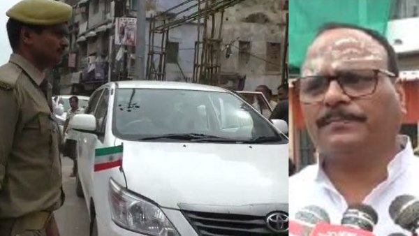 UP law minister Brijesh Pathak fleets car caught with Reverse-tiranga