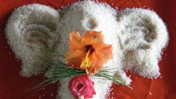  चावल से बनाइए गणपति 