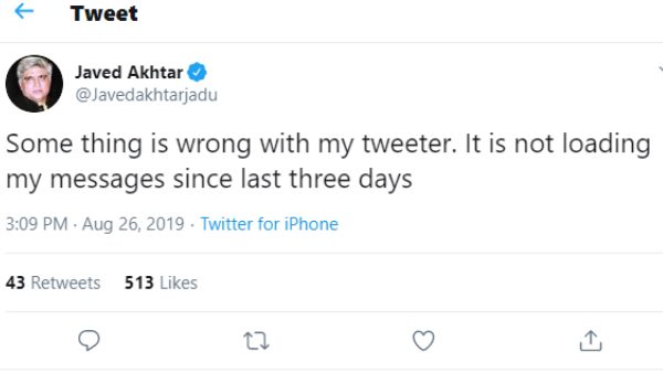javed akhtar tweet his twitter account not working properly javed akhtar tweet his twitter account not working properly