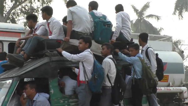 school students journey on overload auto