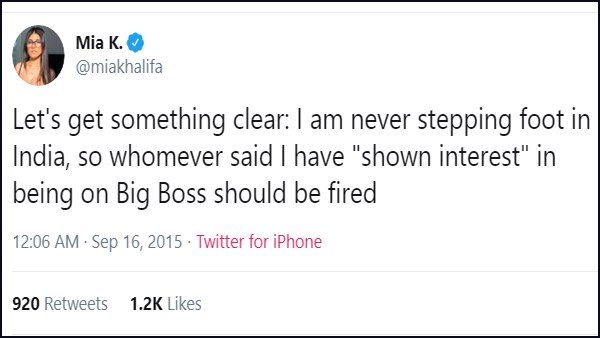 मिया खलीफा ने शेयर किया अपना अनुभव