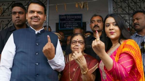 महाराष्ट्र के मुख्यमंत्री देवेंद्र फडणवीस और उनकी पत्नी अमृता फडणवीस