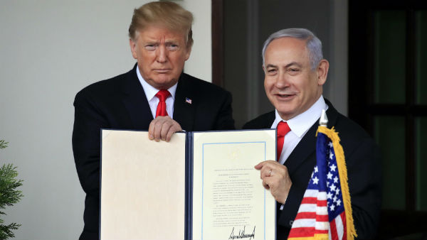 अमेरिका ने दी इजरायल के फैसले को मान्‍यता 