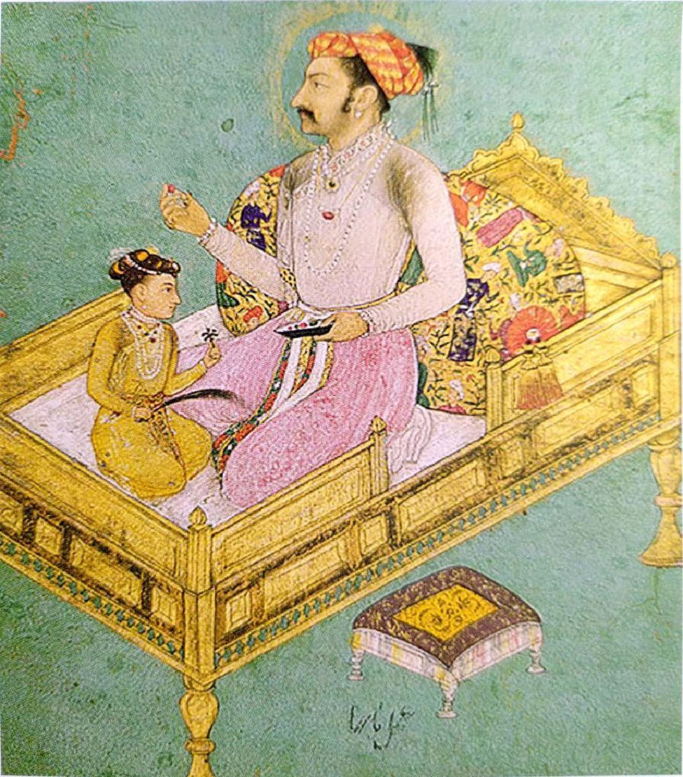 बचपन में दारा शिकोह अपने पिता शाहजहाँ के साथ