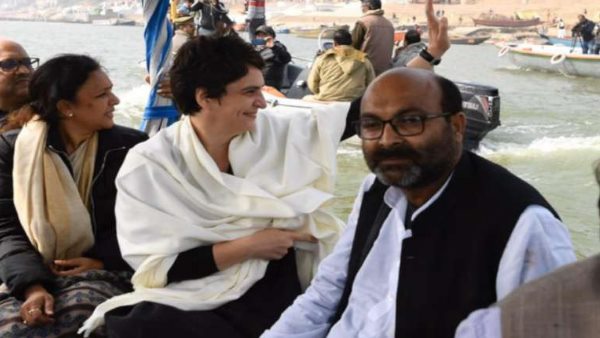 congress leader ajay kumar lalu fell into ganga river during priyanka gandhi varanasi visit congress leader ajay kumar lalu fell into ganga river during priyanka gandhi varanasi visit