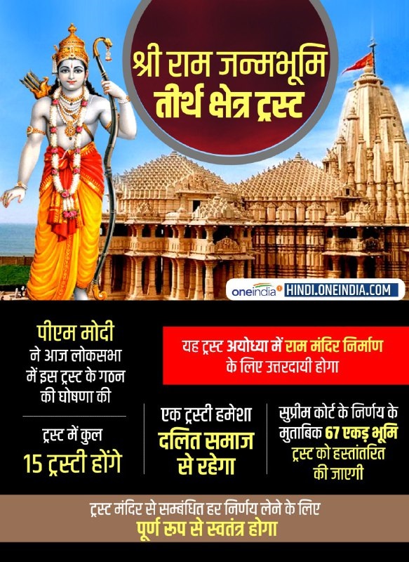 PM Narendra Modi lok sabha Ram mandir trust Sri Ram Janambhoomi Tirath Kshetra in ayodhya