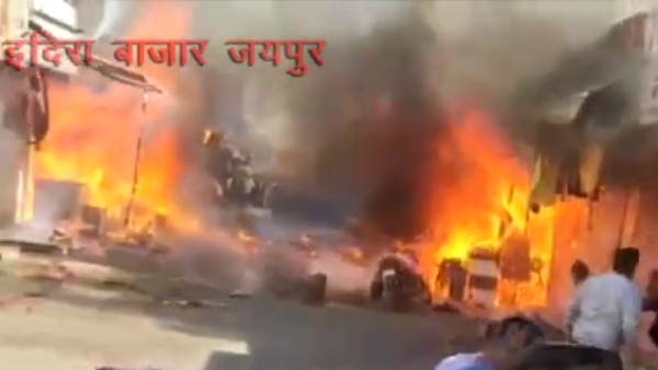 Fire in jaipur Indira Bazar shops and royal wedding tent