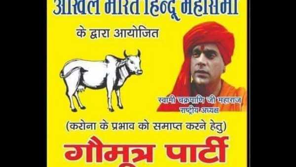 हिंदू महासभा ने आयोजित की गौ-मूत्र पार्टी हिंदू महासभा ने आयोजित की गौ-मूत्र पार्टी