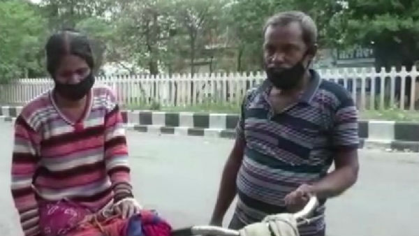 घायल पत्नी को 12 किमी साइकिल चलाकर अस्पताल ले गया शख्स