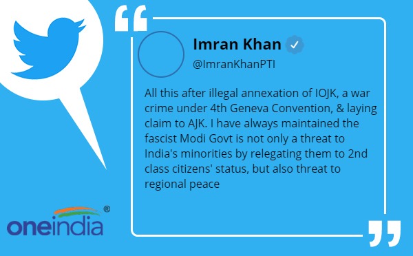 Imran Khan accused India of threatening its neighbours through its arrogant expansionist policies Imran Khan accused India of threatening its neighbours through its arrogant expansionist policies