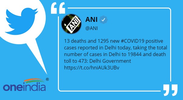 13 deaths and 1295 new COVID 19 positive cases reported in Delhi today