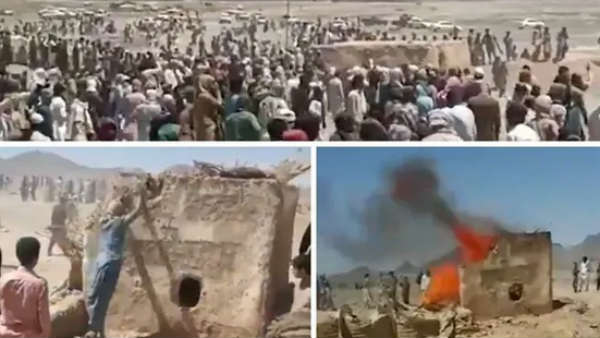 एक युवती की हत्‍या के बाद प्रदर्शन 