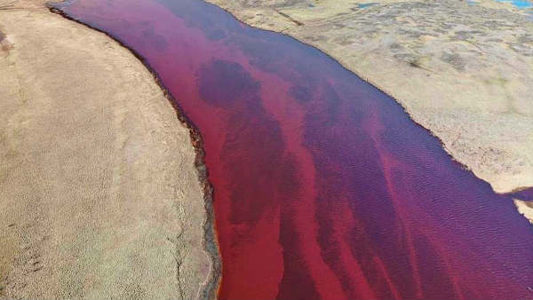 नदी का पानी पेंट जैसा 