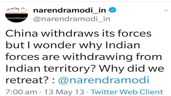 Congress digs out PM Modi’s 2013 tweet on India China