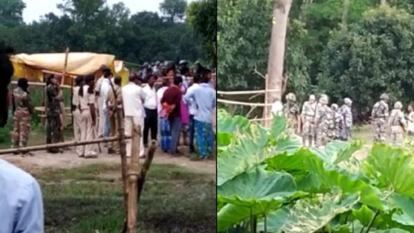 नेपाल के सशस्त्र पुलिस बल के जवानों ने एक महिला की पिटाई की