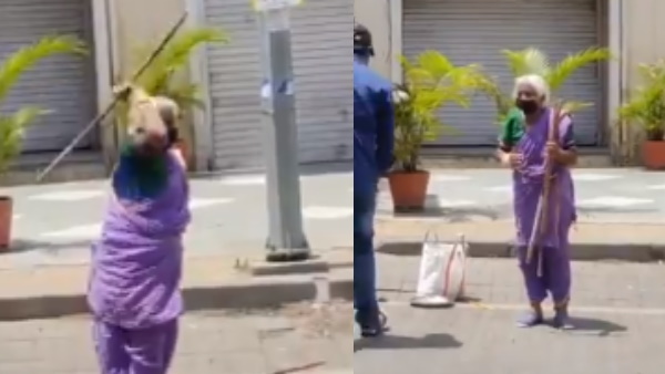 बैंबू स्टिक के साथ करतब करता देख हर कोई हैरान