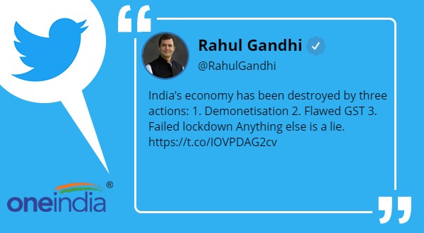 Rahul Gandhi says India’s economy has been destroyed by Demonetisation, Flawed GST and Failed lockdown