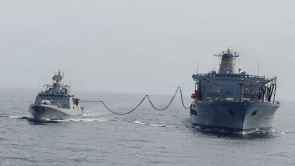 india-US: INS Talwar on mission-based deployment in Northern Arabian Sea undertook refuelling with US Navy Fleet Tanker USNS Yukon india-US: INS Talwar on mission-based deployment in Northern Arabian Sea undertook refuelling with US Navy Fleet Tanker USNS Yukon