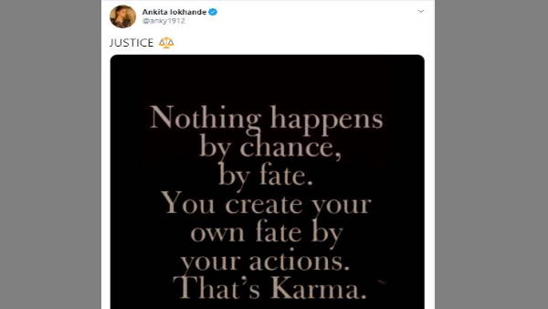 अंकिता लोखंडे ने लिखा 'यही कर्म है'