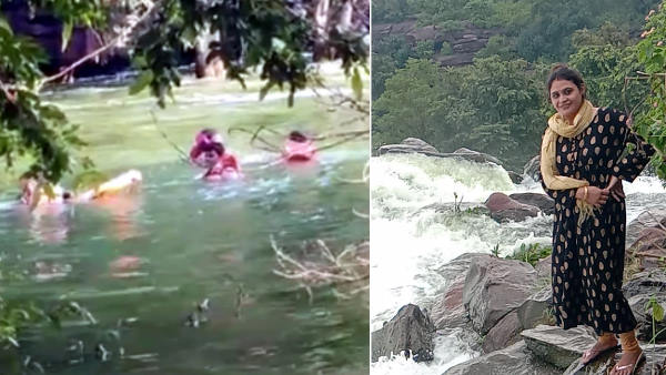 10 से 12 फीट नीचे पानी में गिरी 10 से 12 फीट नीचे पानी में गिरी