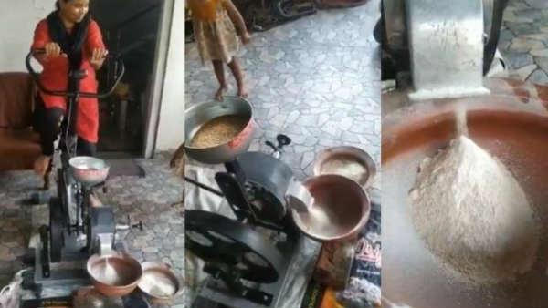 इस तरह कमेंट्री कर महिला काम के बारे में बता रही है 