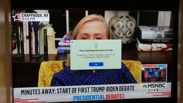 हिलेरी क्लिंटन टीवी चैनल को जूम के जरिए इंटरव्यू दे रही थीं