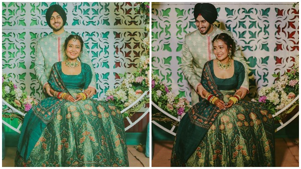 मेहंदी में नेहा ने पहना ग्रीन आउटफिट 