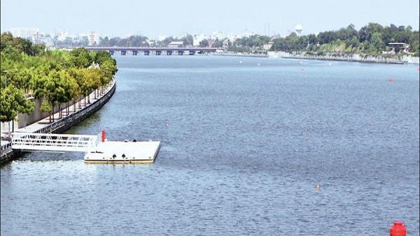 for seaplane, Water aerodrome being prepared on the Ahmedabad riverfront for seaplane, Water aerodrome being prepared on the Ahmedabad riverfront