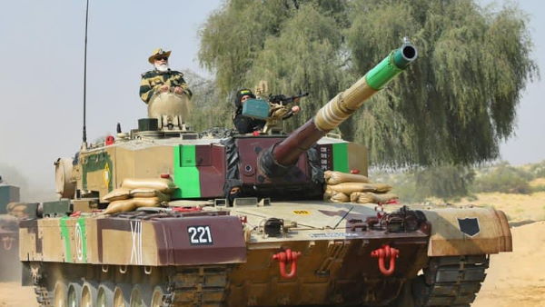 PM Narendra Modi took a ride on a tank in Longewala, Jaisalmer