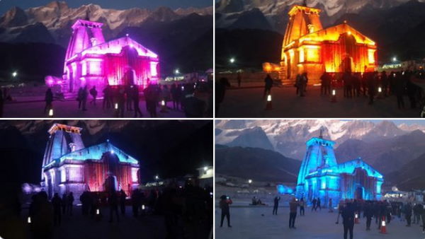 Uttarakhand Badrinath Temple decorated ahead of Diwali . Uttarakhand Badrinath Temple decorated ahead of Diwali .