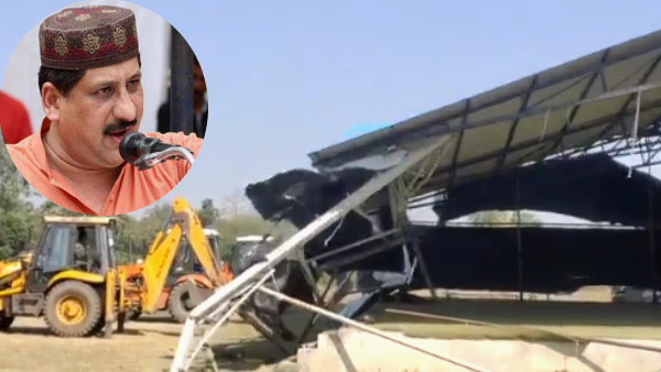 bulldozer on illegal construction of Congress MLA Arif Masood, who protested against French President Emmanuel Macron in Bhopal