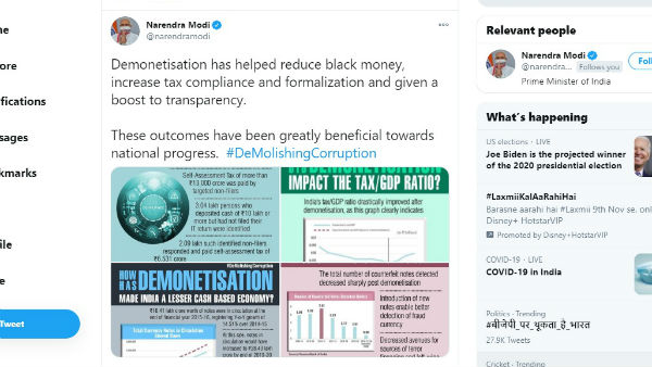  नोटबंदी से काले धन को कम करने में मदद मिली: PM मोदी 