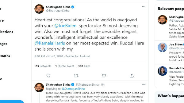हैरिस के साथ काम कर चुकी हैं शत्रुघ्न सिन्हा की भतीजी प्रीता