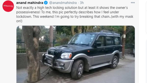 जंजीर से बंधी स्कोर्पियों की तस्वीक पर क्या बोले महिंद्रा
