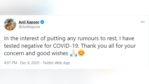 अनिल कपूर ने ट्वीट कर दी अच्छी खबर अनिल कपूर ने ट्वीट कर दी अच्छी खबर