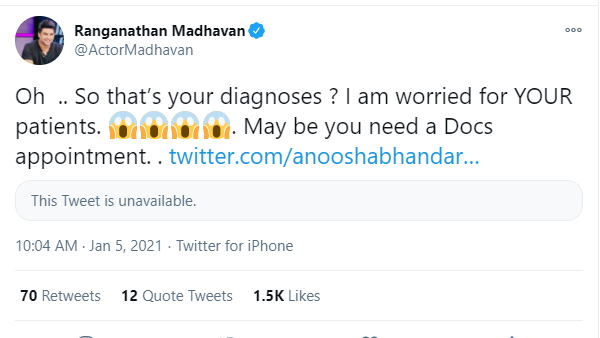 माधवन ने दिया ये जवाब