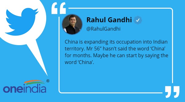 Rahul Gandhi hits out at PM modi over india china standoff Mr 56 Hasnt Said China In Months