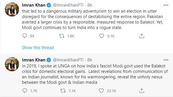 Arnab Goswami and former BARC ceo Partha Dasgupta leaked WhatsApp chats pak pm Imran Khan slams Indian govt alse flag operations Arnab Goswami and former BARC ceo Partha Dasgupta leaked WhatsApp chats pak pm Imran Khan slams Indian govt alse flag operations