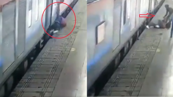 चलती ट्रेन में चढ़ते वक्‍त फि‍सला पैर, फिर...