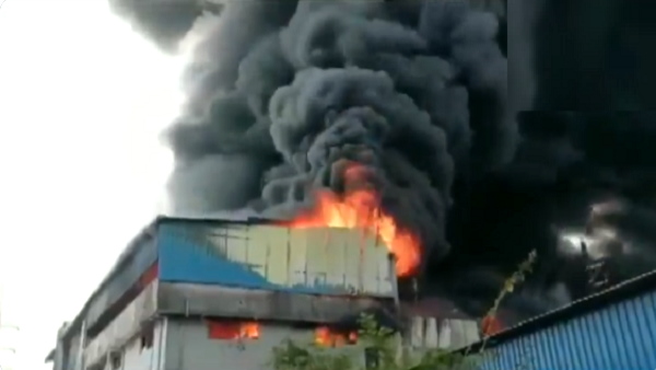massive fire breaks out today at plastic factory near Asangaon in Thane district of Maharashtra