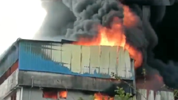 massive fire breaks out today at plastic factory near Asangaon in Thane district of Maharashtra