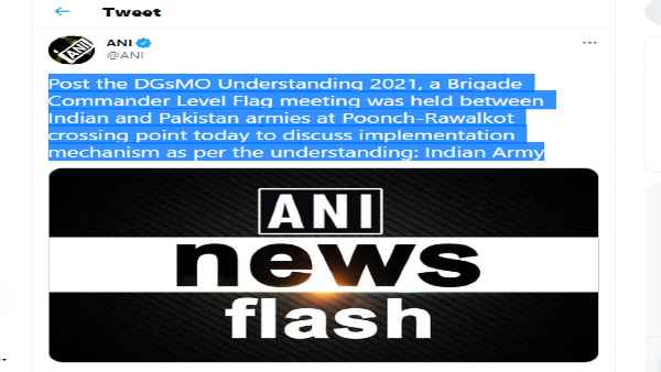 Discussions were held today at the brigade commander level of the Indo-Pakistani Army to discuss how to implement it as per the ceasefire agreement on the Line of Control